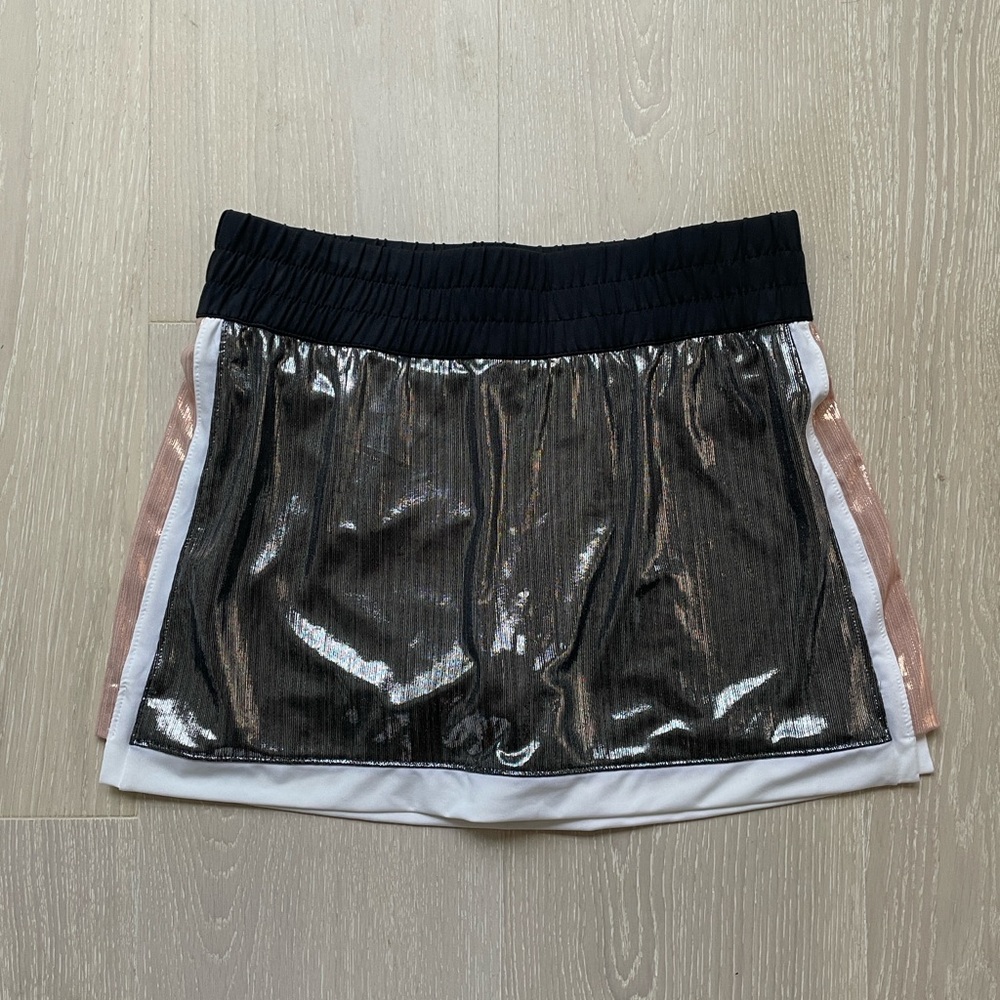 Lucky In Love Black and Silver Metallic Skirt‎ Skort Athletic Golf